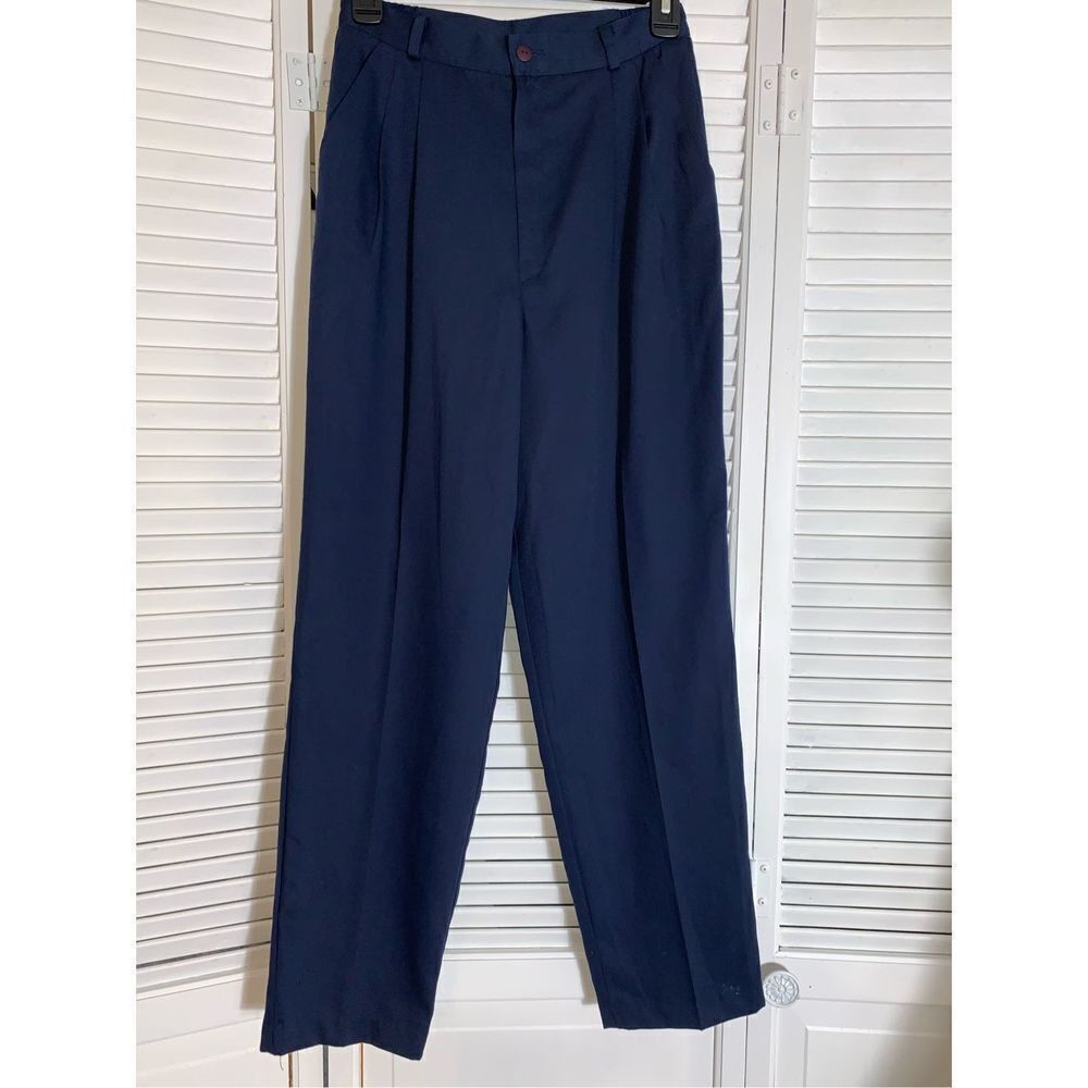 Vintage Navy High‎ Waist Pleated Trousers USA Size 8